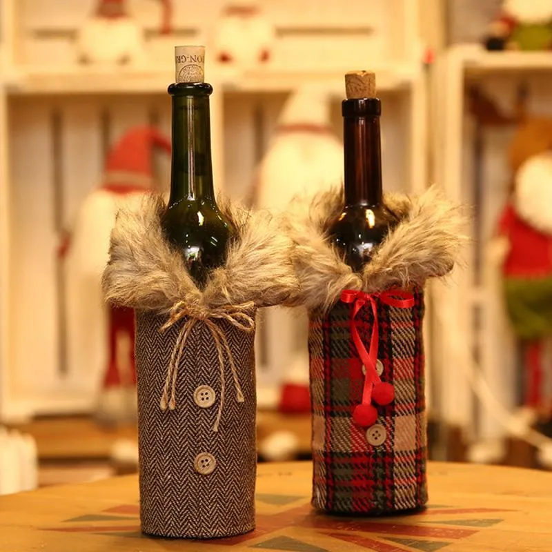 Christmas Outfit Wine Bottle Cover Bag Xmas Party Dinner Table Decor