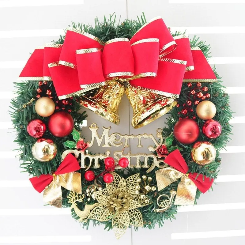 Christmas Rattan Wreath for Front Door Hanging 30CM Garland Xmas Decoration