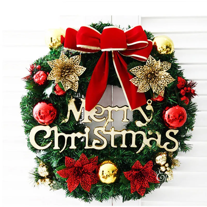 Christmas Rattan Wreath for Front Door Hanging 30CM Garland Xmas Decoration