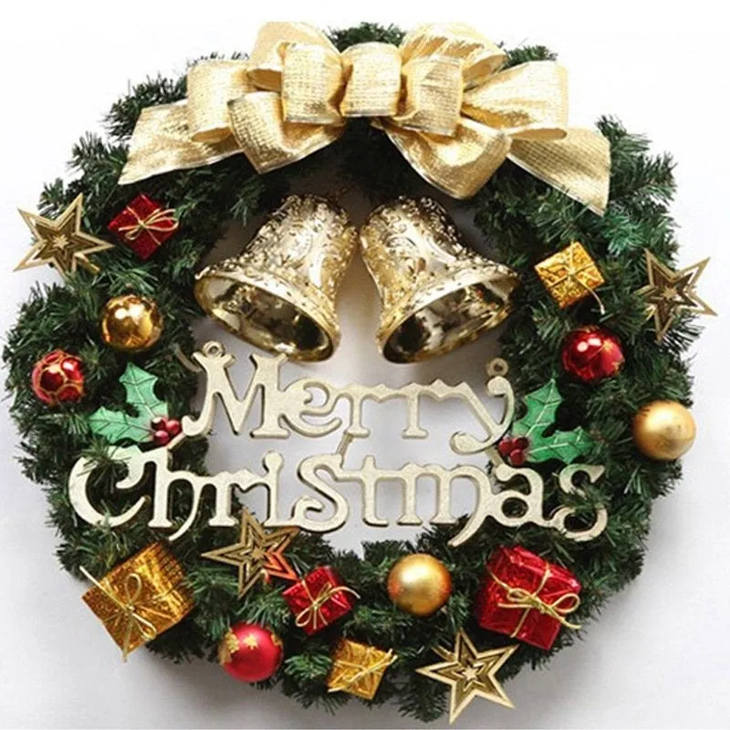 Christmas Rattan Wreath for Front Door Hanging 30CM Garland Xmas Decoration