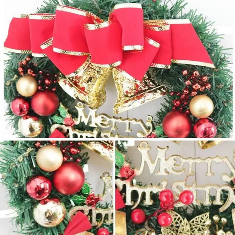 Christmas Rattan Wreath for Front Door Hanging 30CM Garland Xmas Decoration