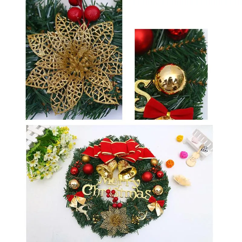 Christmas Rattan Wreath for Front Door Hanging 30CM Garland Xmas Decoration