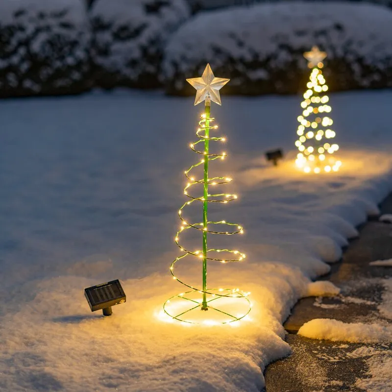 Christmas Tree Star Solar LED Spiral Lamp Garden Decoration