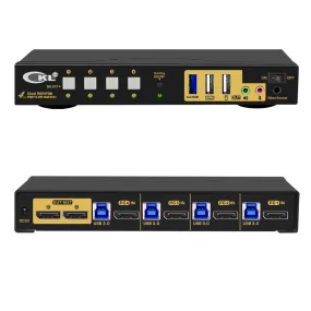 CKL 4 Port KVM Switch Dual Monitor DisplayPort 4K 60Hz for 4 Computers 2 Monitors, 4 DP Input to 2 DP Outputs for Each PC via DP 1.4 MST (642DP-MST)