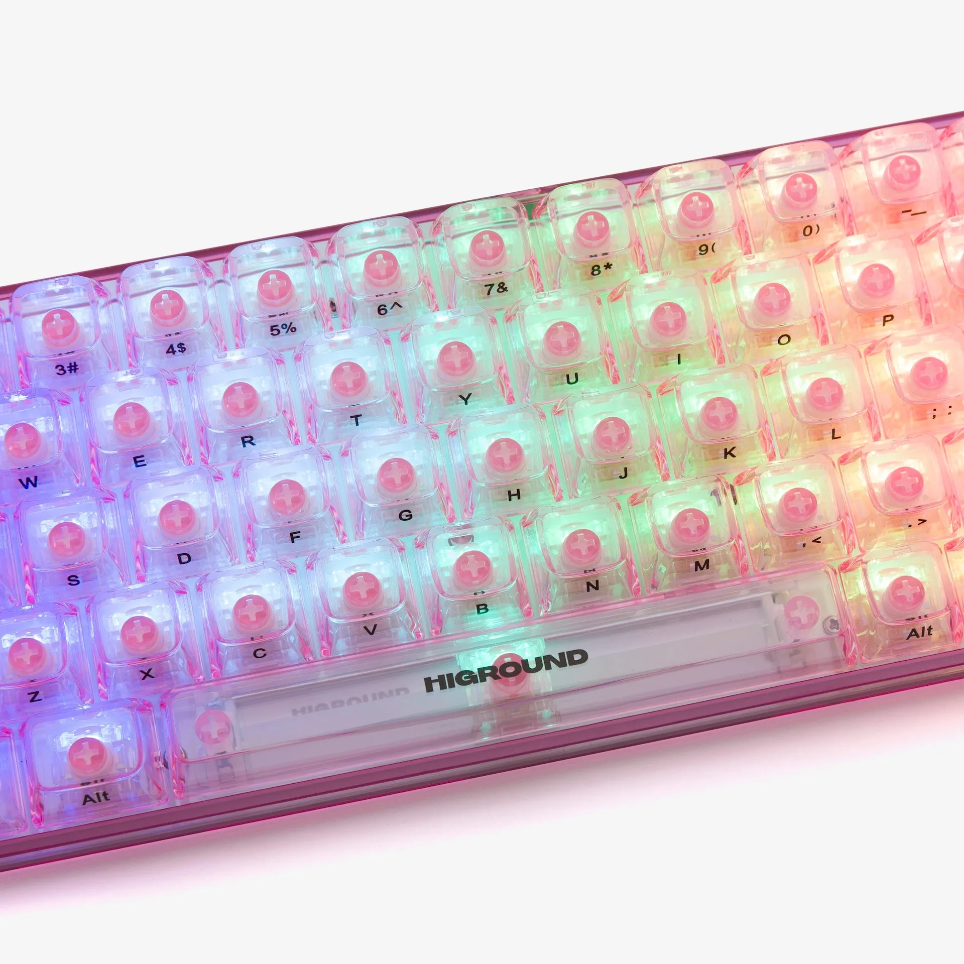 CLEAR ROSE QUARTZ Basecamp 65 Keyboard (Honey V2 Switch)