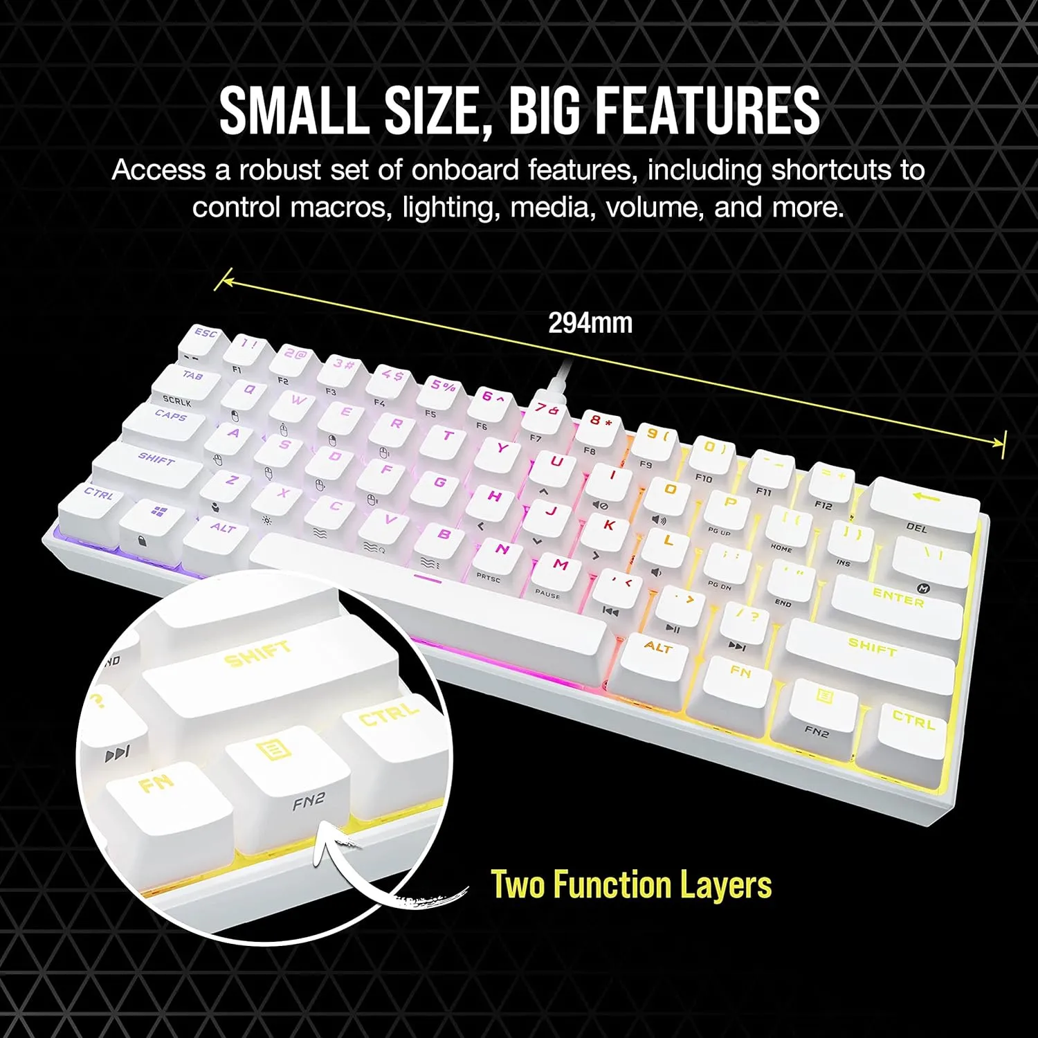 Corsair K65 RGB MINI 60% Mechanical Gaming Keyboard CH-9194110-NA