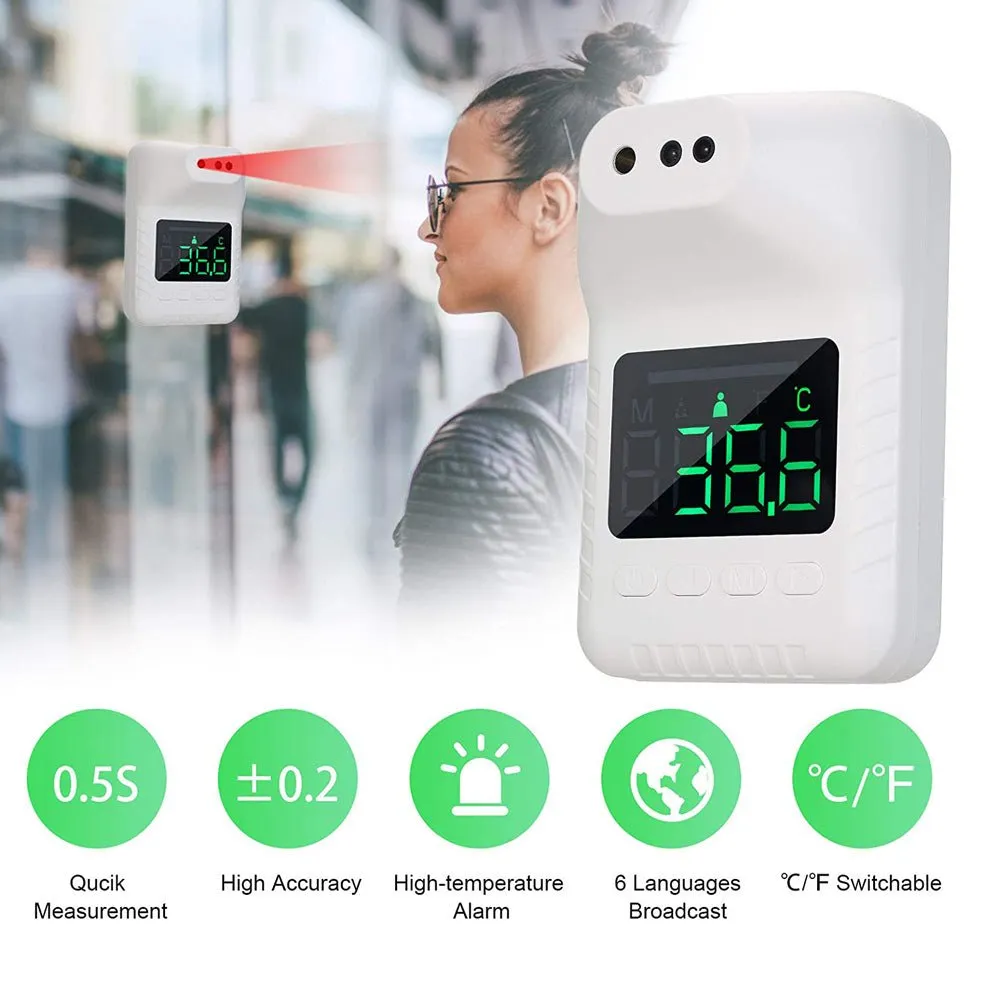 CRONY K3X Automatic sensing wall thermometer Non-contact Infrared Thermometer Automatic Digital Temperature Measurement Fever LCD