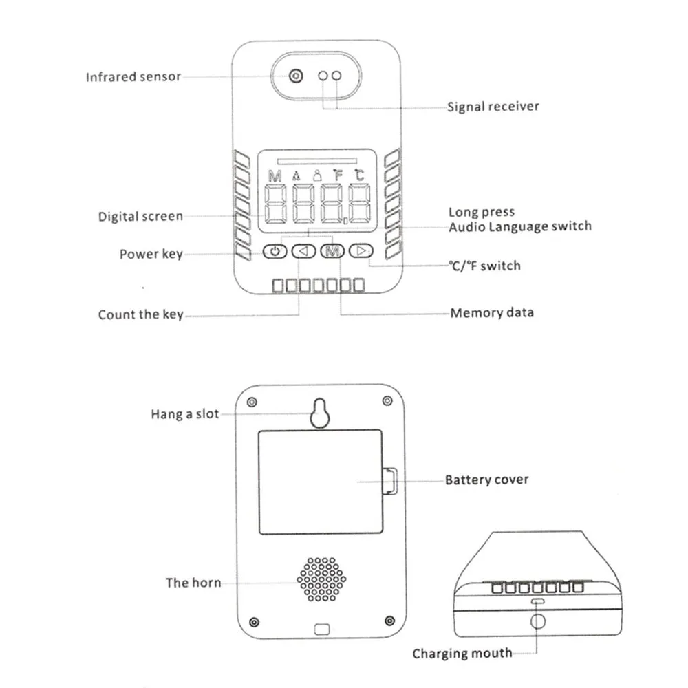 CRONY K3X Automatic sensing wall thermometer Non-contact Infrared Thermometer Automatic Digital Temperature Measurement Fever LCD