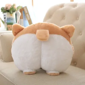 Cute Corgi Buttocks Car Seat Neck Support Pillow Headrest Cushion Plush