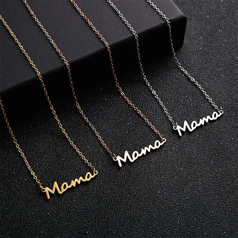 Cute Mama Letters Pendant Stainless Steel Necklace Jewelry Gift