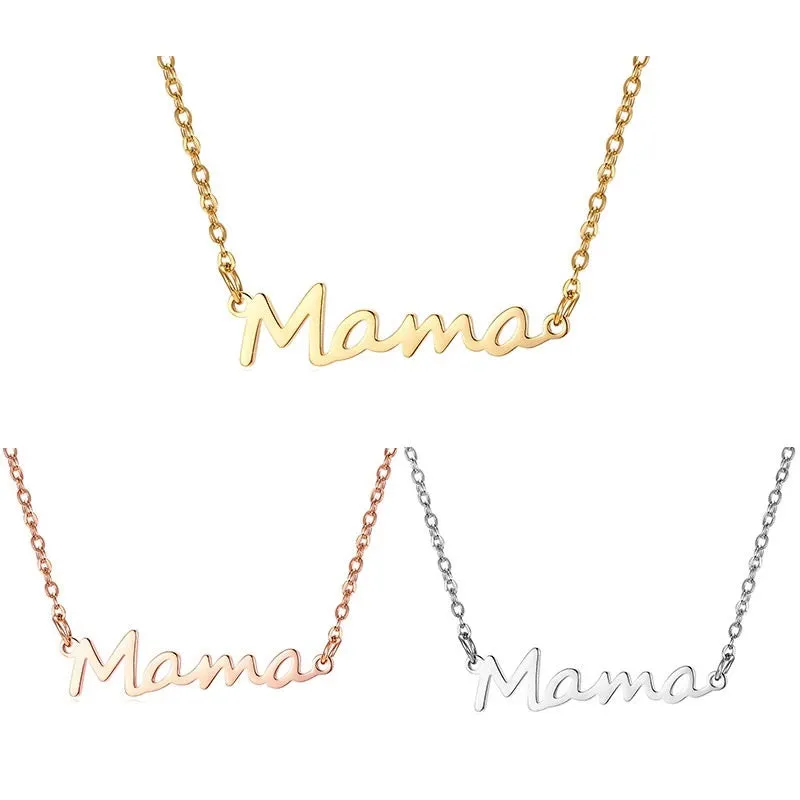 Cute Mama Letters Pendant Stainless Steel Necklace Jewelry Gift