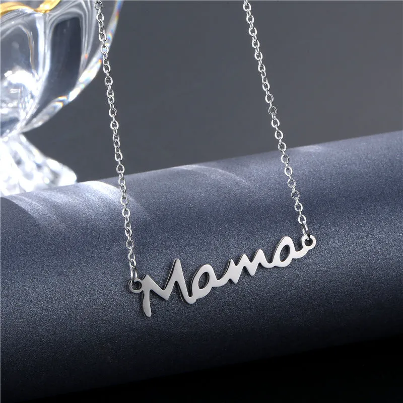 Cute Mama Letters Pendant Stainless Steel Necklace Jewelry Gift