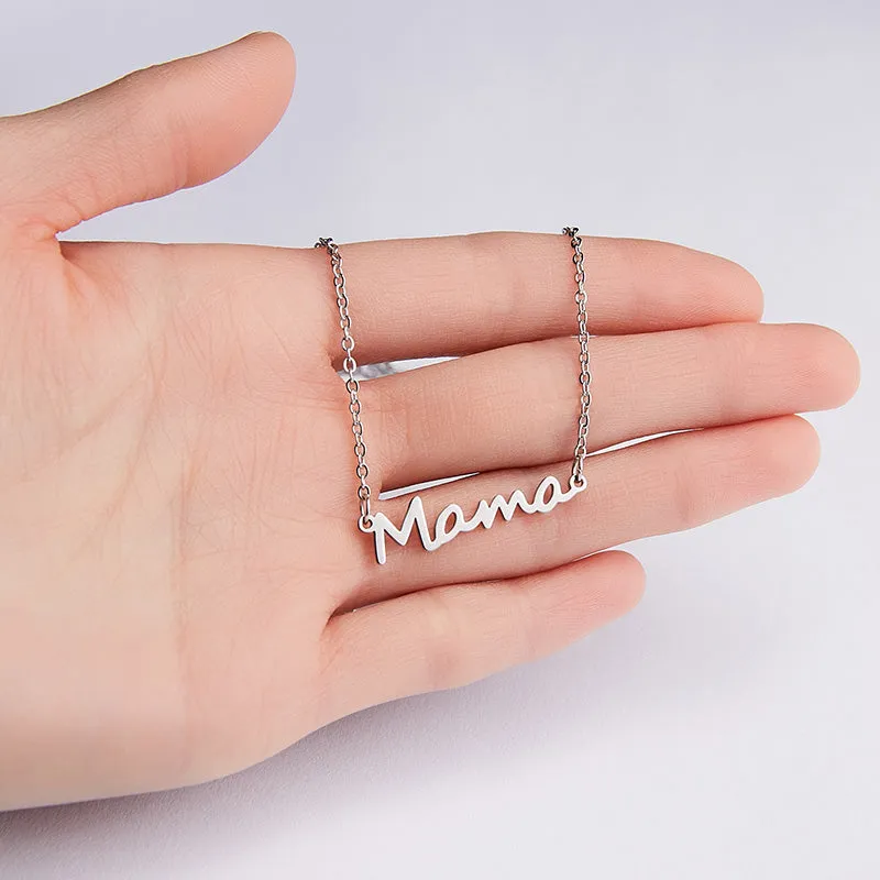 Cute Mama Letters Pendant Stainless Steel Necklace Jewelry Gift