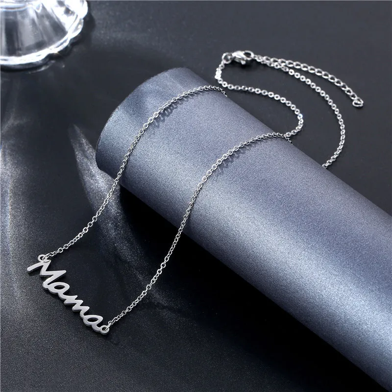 Cute Mama Letters Pendant Stainless Steel Necklace Jewelry Gift