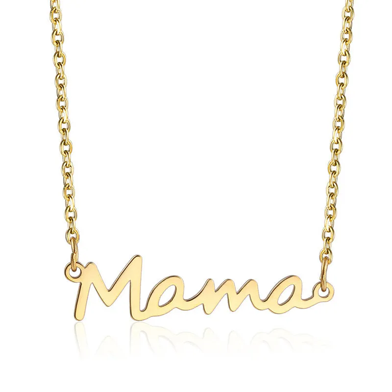 Cute Mama Letters Pendant Stainless Steel Necklace Jewelry Gift