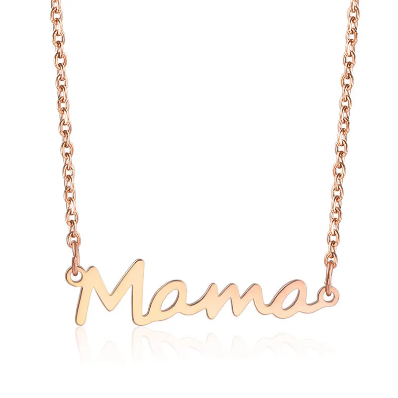 Cute Mama Letters Pendant Stainless Steel Necklace Jewelry Gift