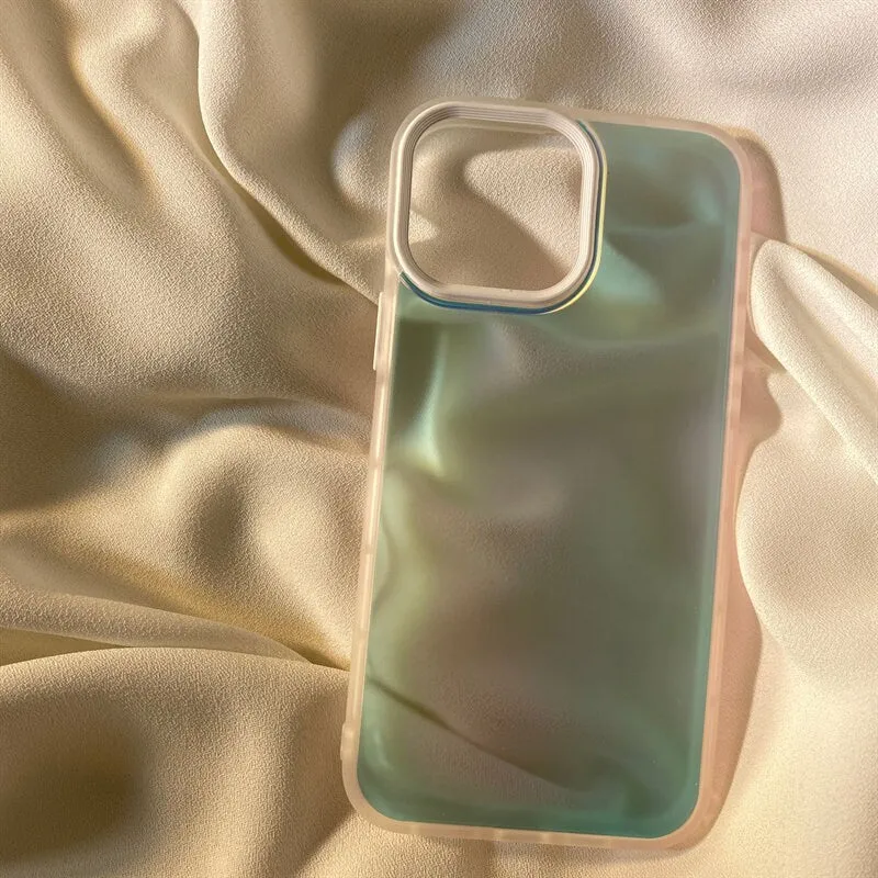 Cute Minimalist Gradient Holographic Clear Design Protective Shockproof iPhone Case for iPhone 11 12 13 14 Pro Max Case