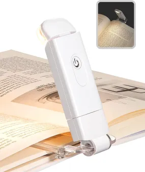 DEWENWILS USB Rechargeable Book Reading Light, Warm White, Brightness Adjustable for Eye-Protection, LED Clip on Book Lights, Portable Bookmark Light for Reading in Bed, Car (White)