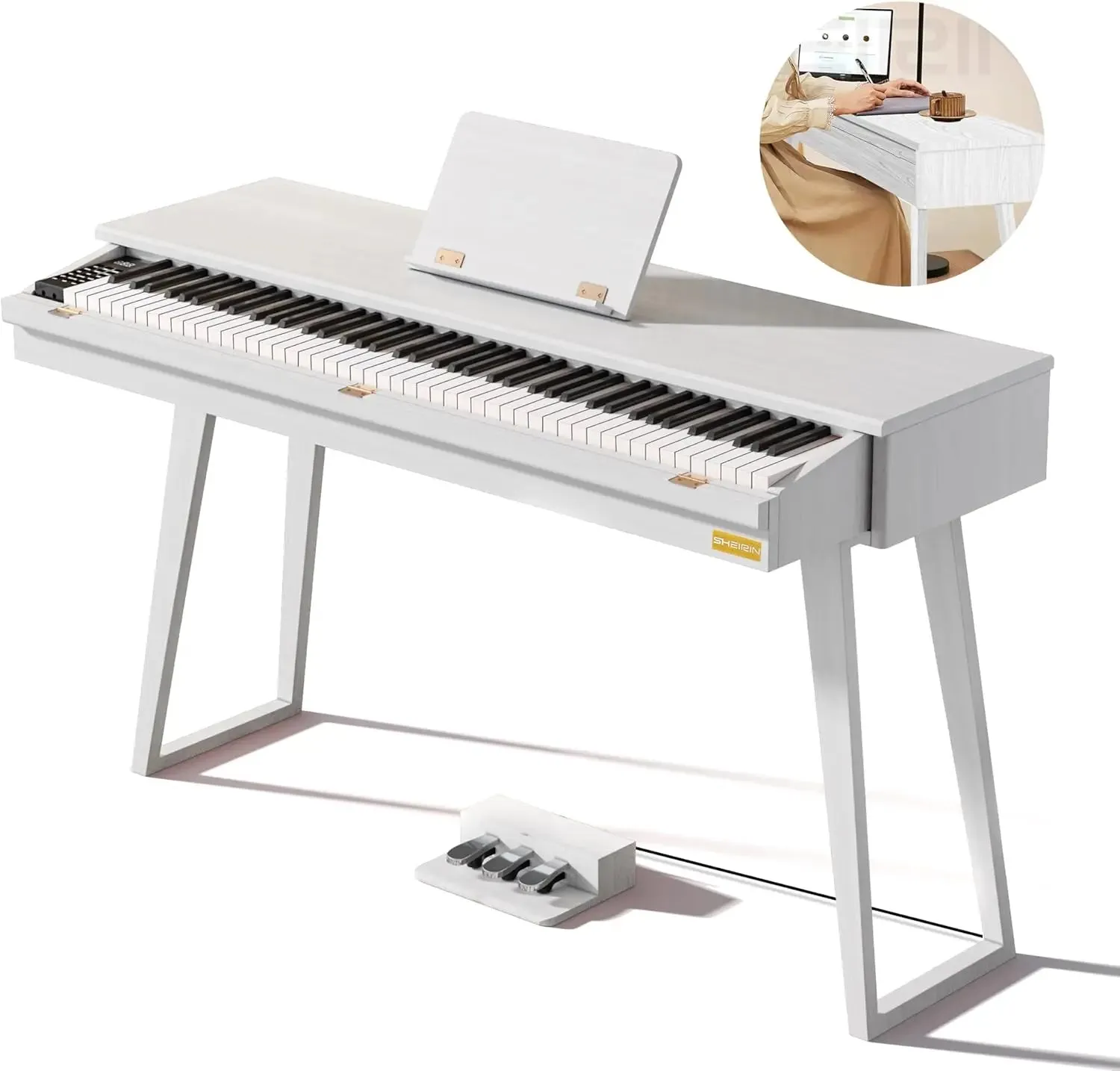 digital piano 88 keys weighted keyboard electric piano beginners stand full size upright pedal musical instrument SR-PH80 (wood)