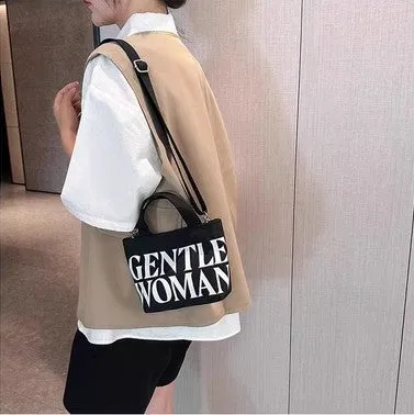 DUNNMALL Fashion Letter Canvas Small Bag for Women  New Casual Western Style Crossbody Phone Bag Tote Bag for Going out Wholesale