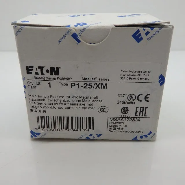 Eaton 3-Pole 25A Non-Fused Switch Disconnector 172834 P1-25/XM