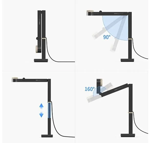 (Electronics) CZUR Fancy S Pro 12MP USB Document Camera/4K Webcam with Microphone and LED Light/Up to 60fps/Auto Focus/For Remote Teaching, Live Streaming, Web Conference/Mac and Windows