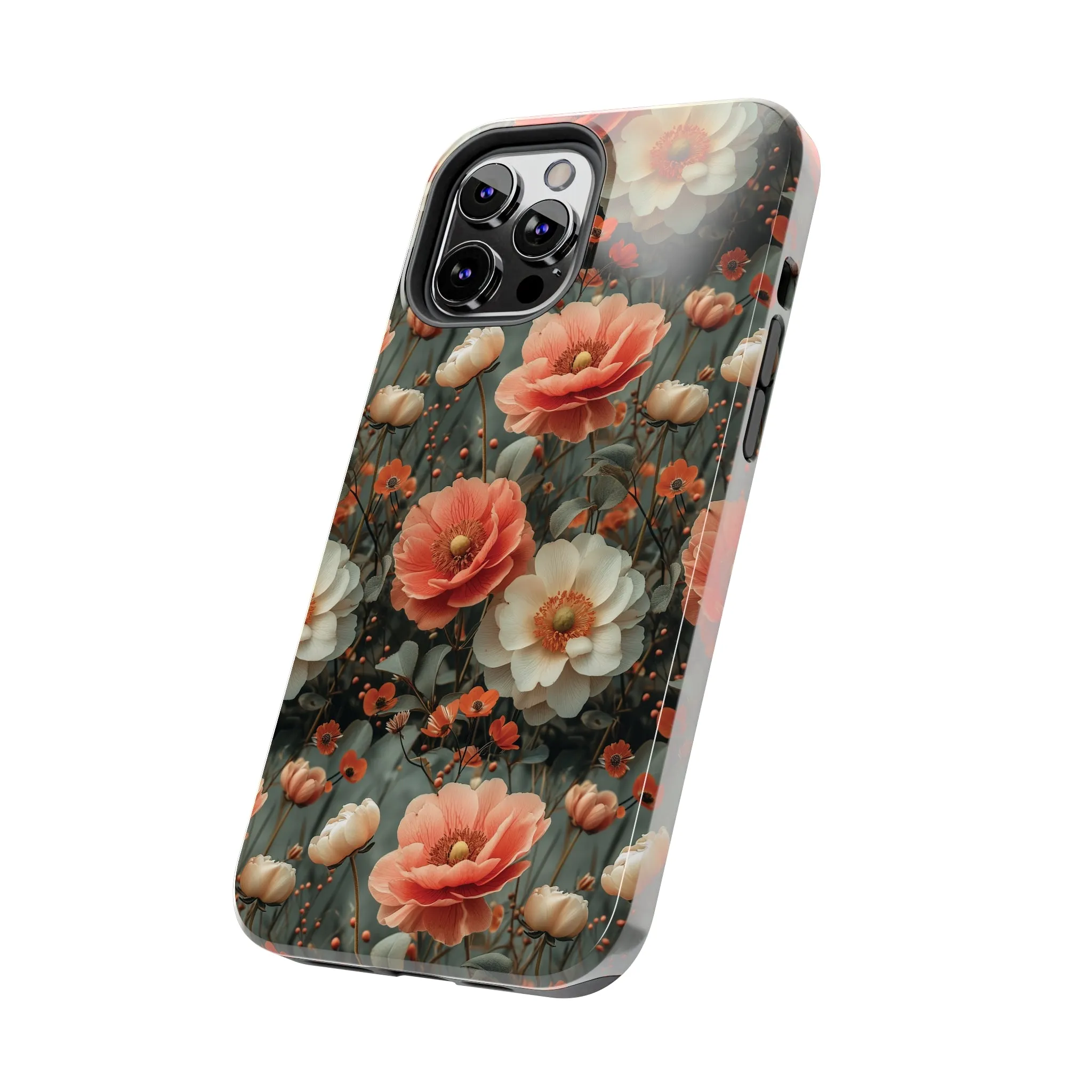 Elegant Peach Flowers Protective Cover, Botanical Garden design Tough Phone Case compatible with a large variety of iphone models