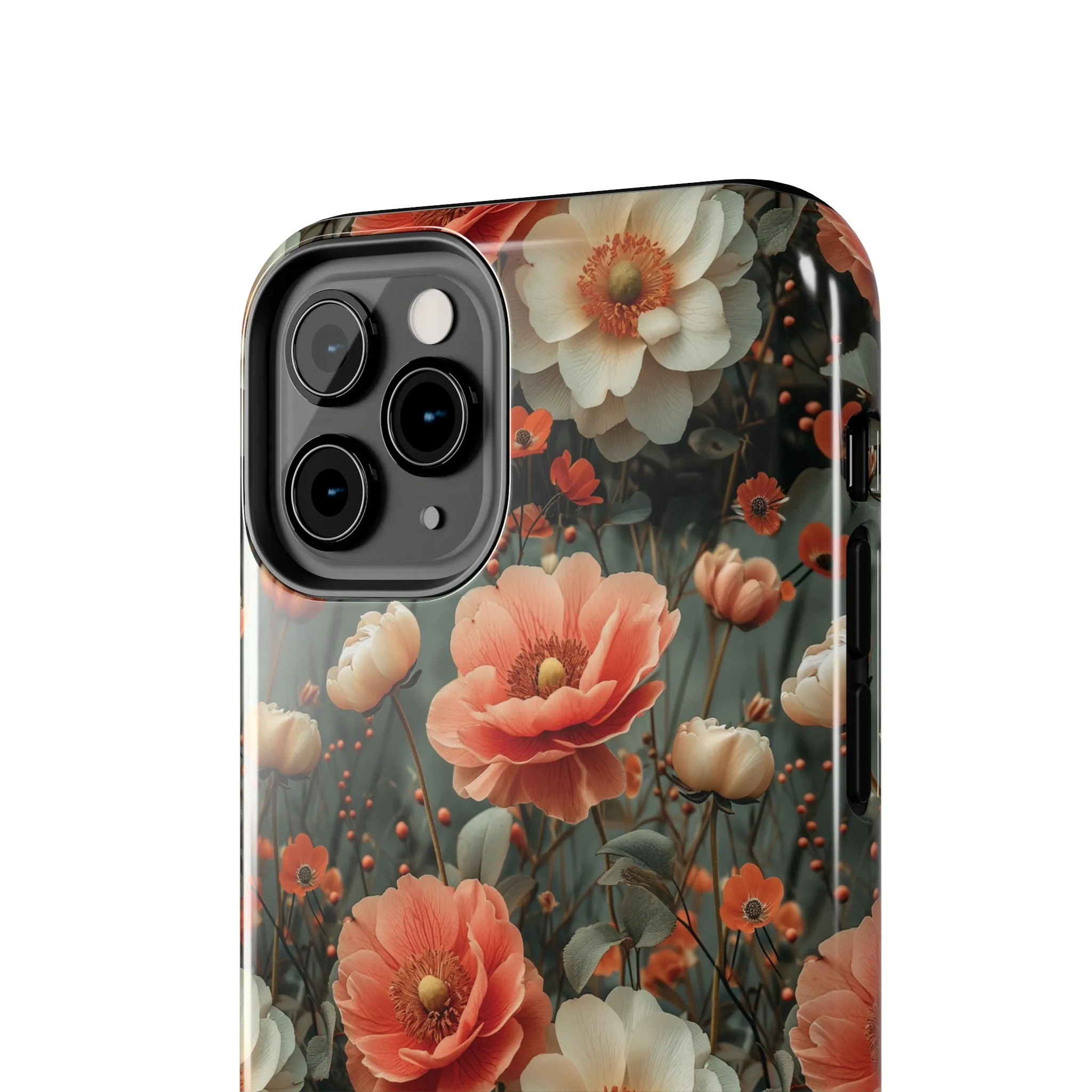 Elegant Peach Flowers Protective Cover, Botanical Garden design Tough Phone Case compatible with a large variety of iphone models