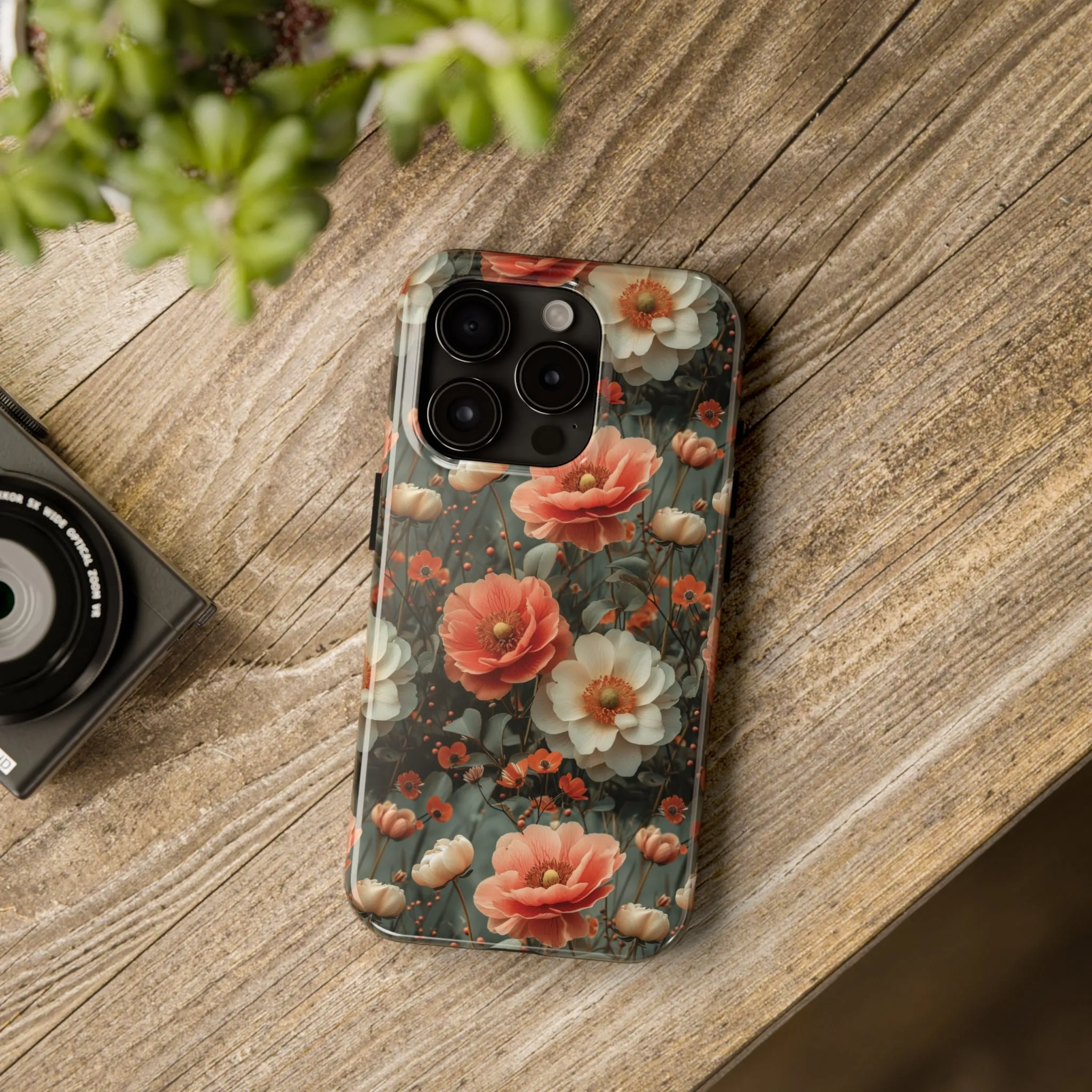 Elegant Peach Flowers Protective Cover, Botanical Garden design Tough Phone Case compatible with a large variety of iphone models