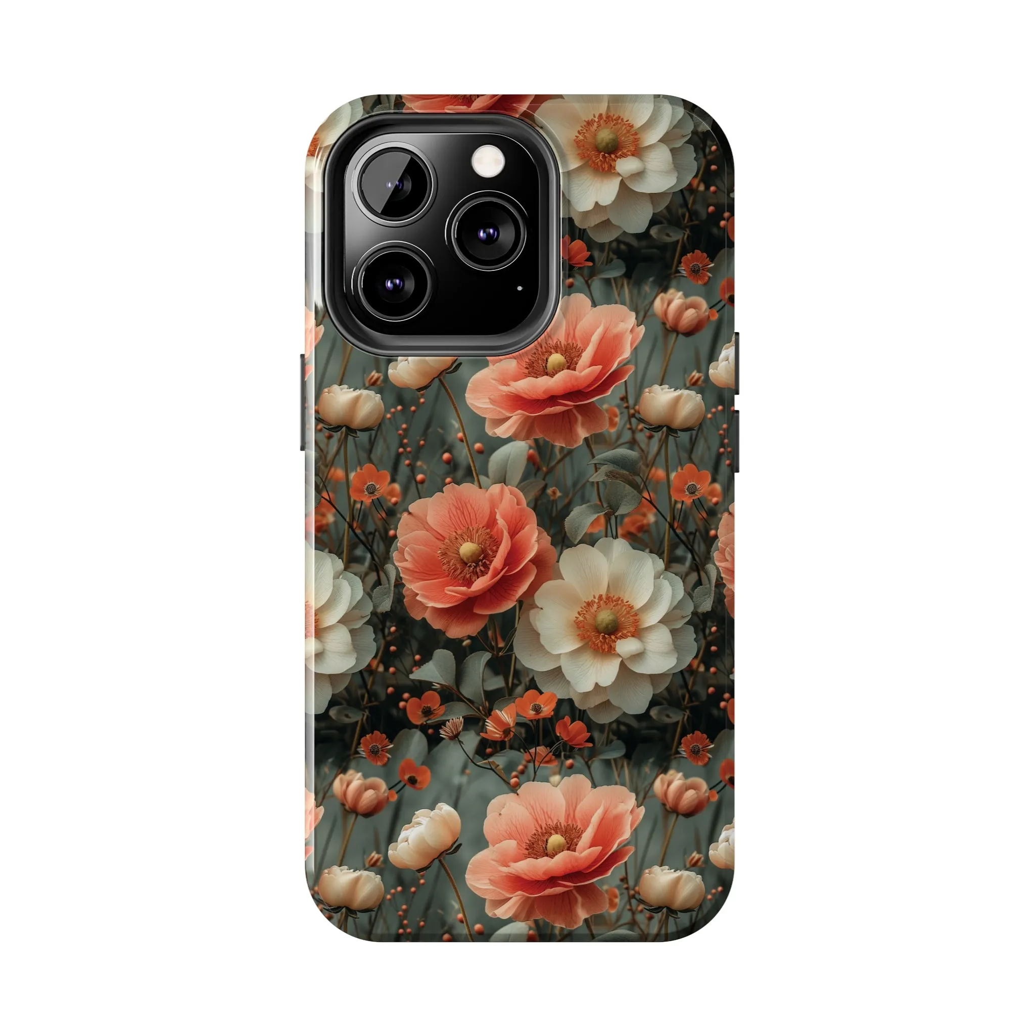 Elegant Peach Flowers Protective Cover, Botanical Garden design Tough Phone Case compatible with a large variety of iphone models