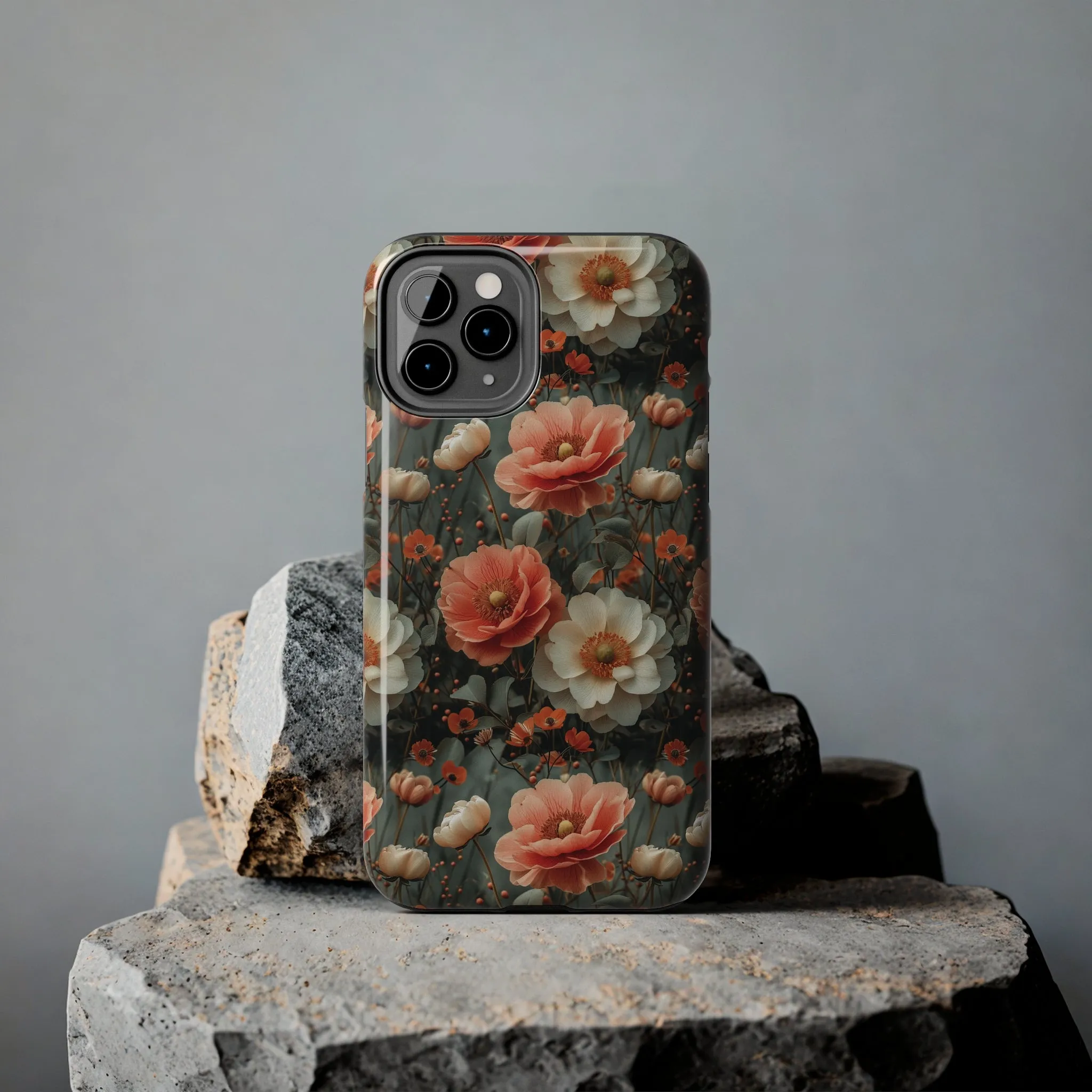 Elegant Peach Flowers Protective Cover, Botanical Garden design Tough Phone Case compatible with a large variety of iphone models