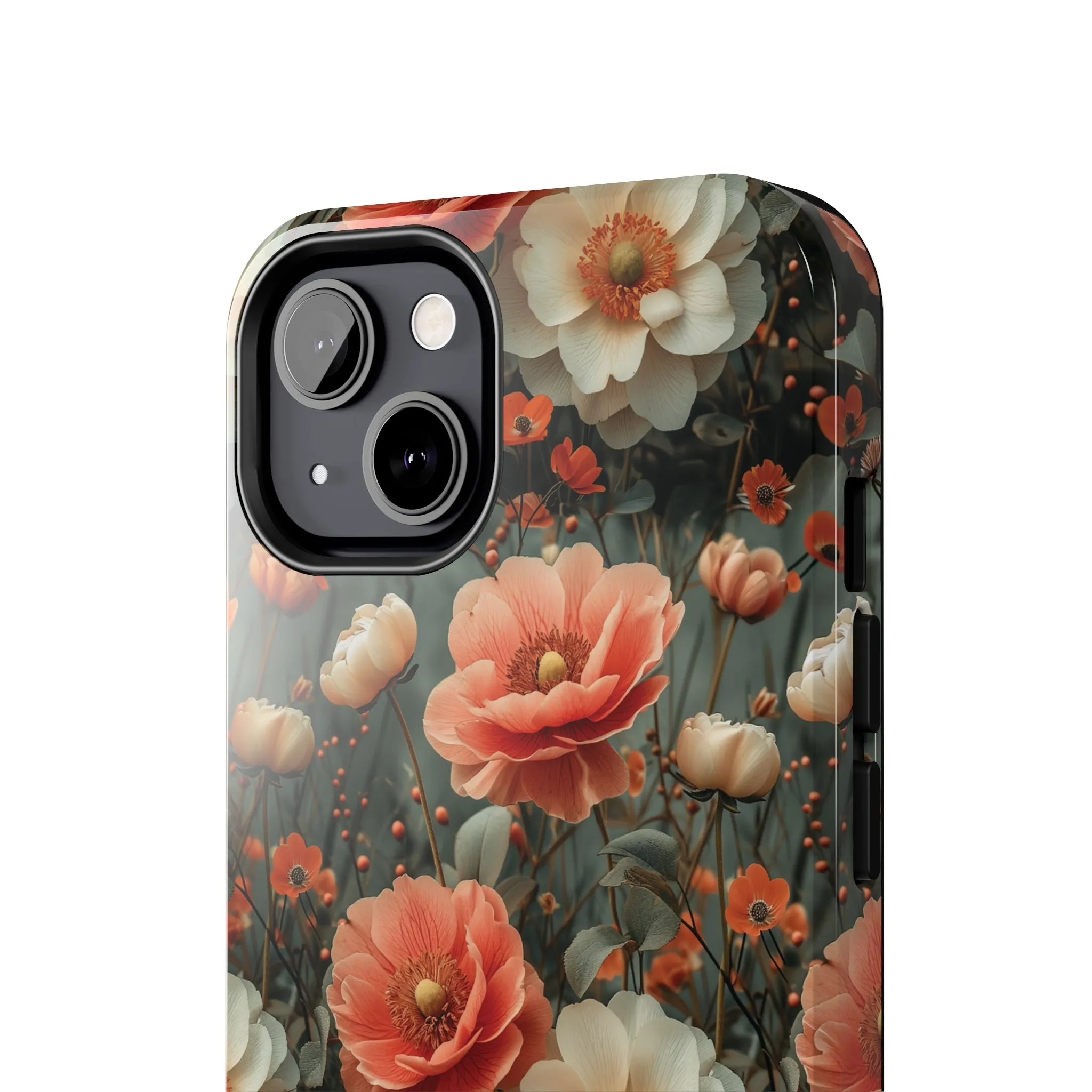 Elegant Peach Flowers Protective Cover, Botanical Garden design Tough Phone Case compatible with a large variety of iphone models