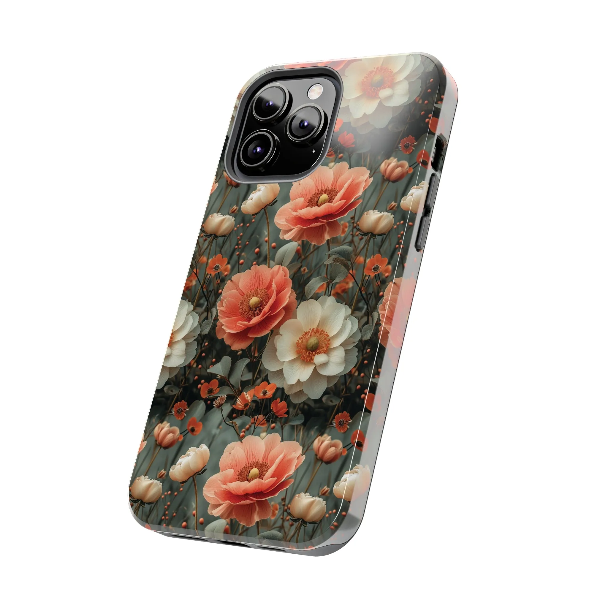 Elegant Peach Flowers Protective Cover, Botanical Garden design Tough Phone Case compatible with a large variety of iphone models