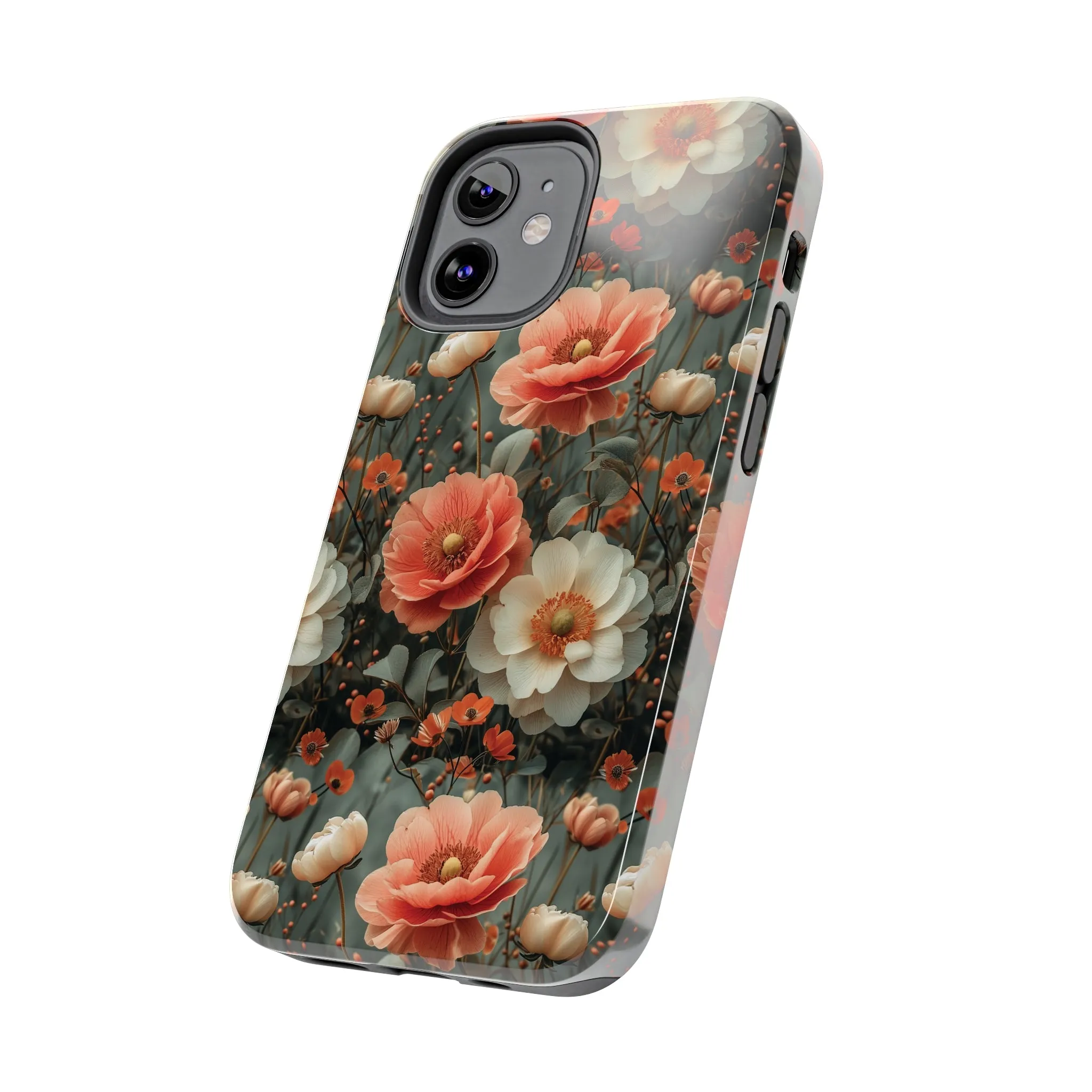 Elegant Peach Flowers Protective Cover, Botanical Garden design Tough Phone Case compatible with a large variety of iphone models