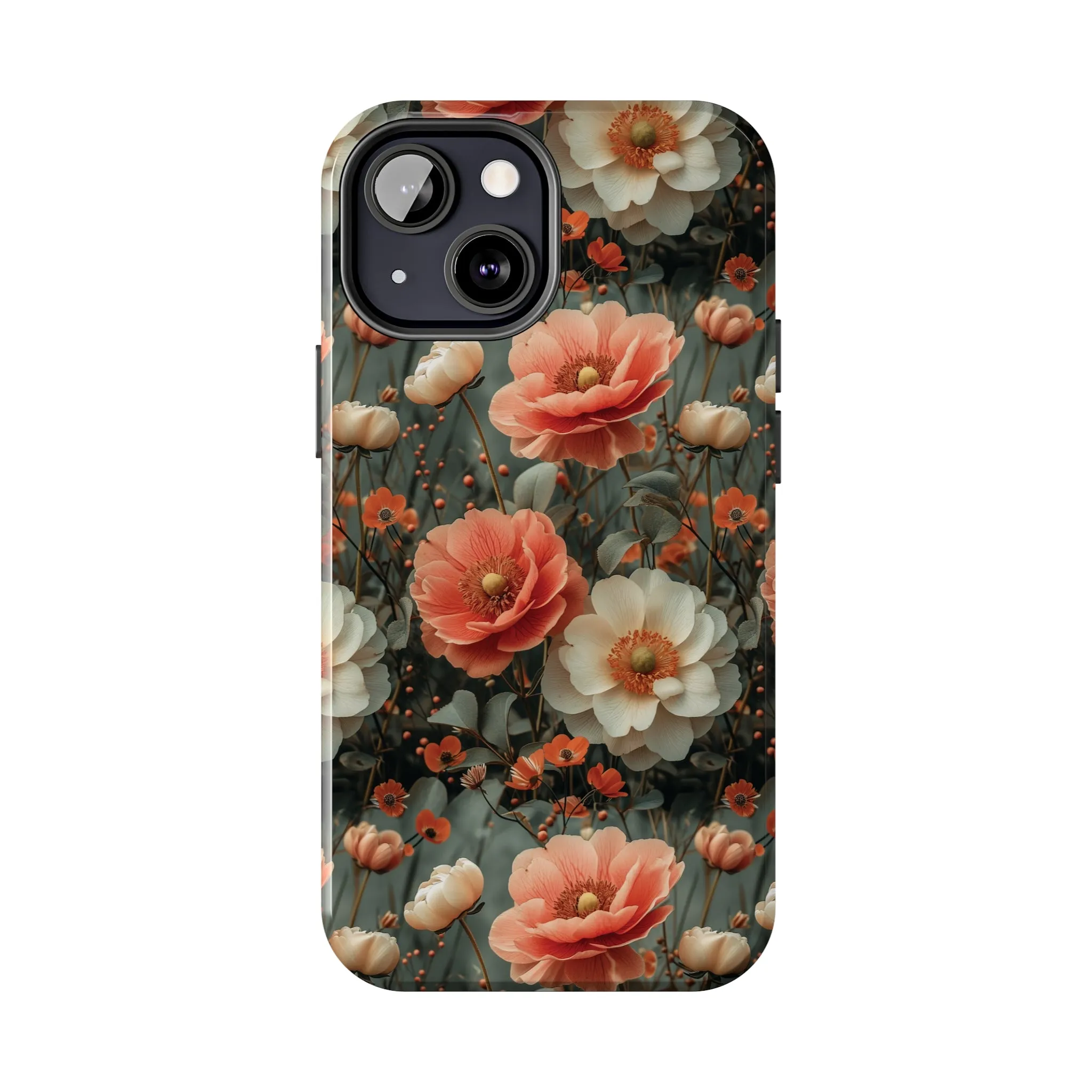 Elegant Peach Flowers Protective Cover, Botanical Garden design Tough Phone Case compatible with a large variety of iphone models