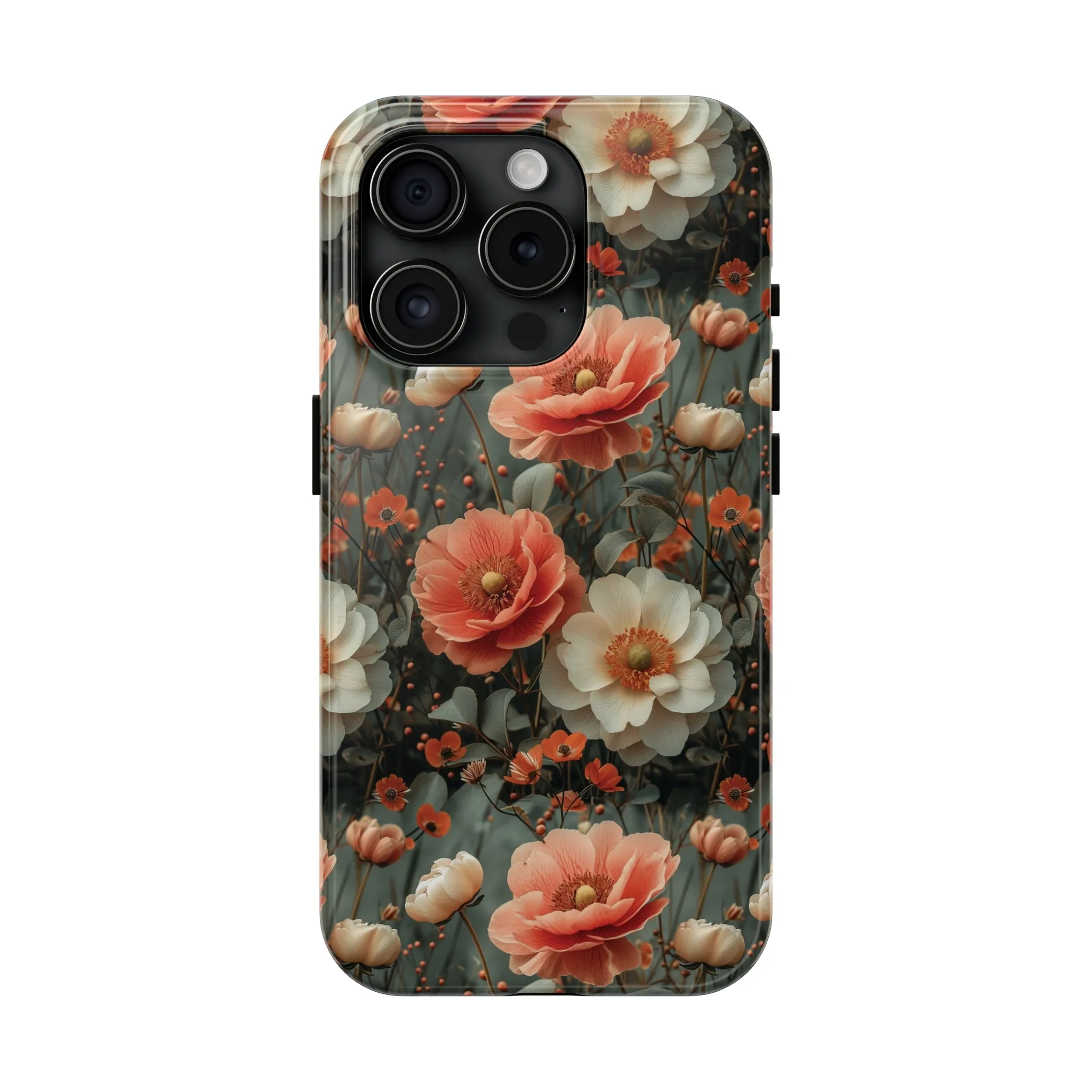 Elegant Peach Flowers Protective Cover, Botanical Garden design Tough Phone Case compatible with a large variety of iphone models