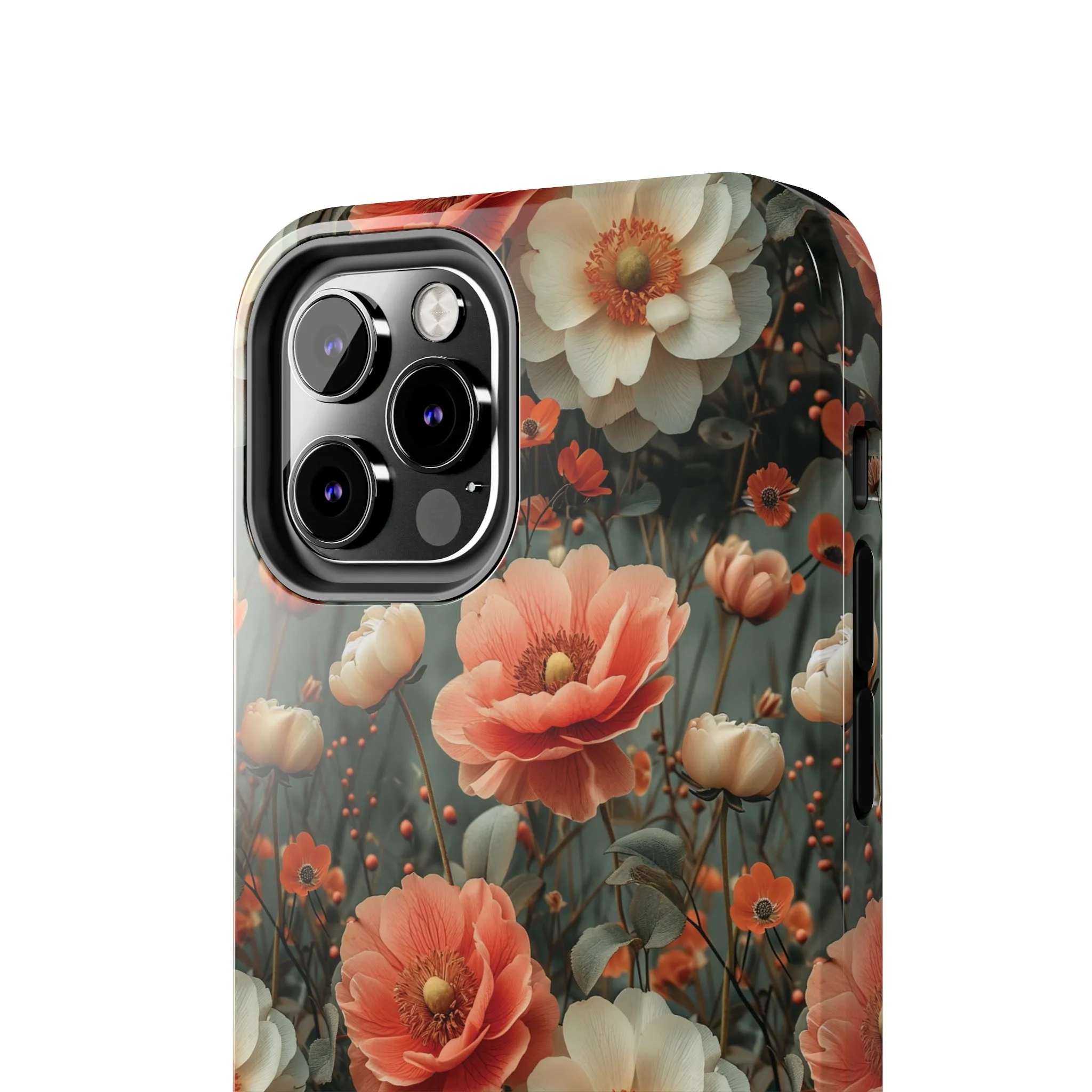 Elegant Peach Flowers Protective Cover, Botanical Garden design Tough Phone Case compatible with a large variety of iphone models