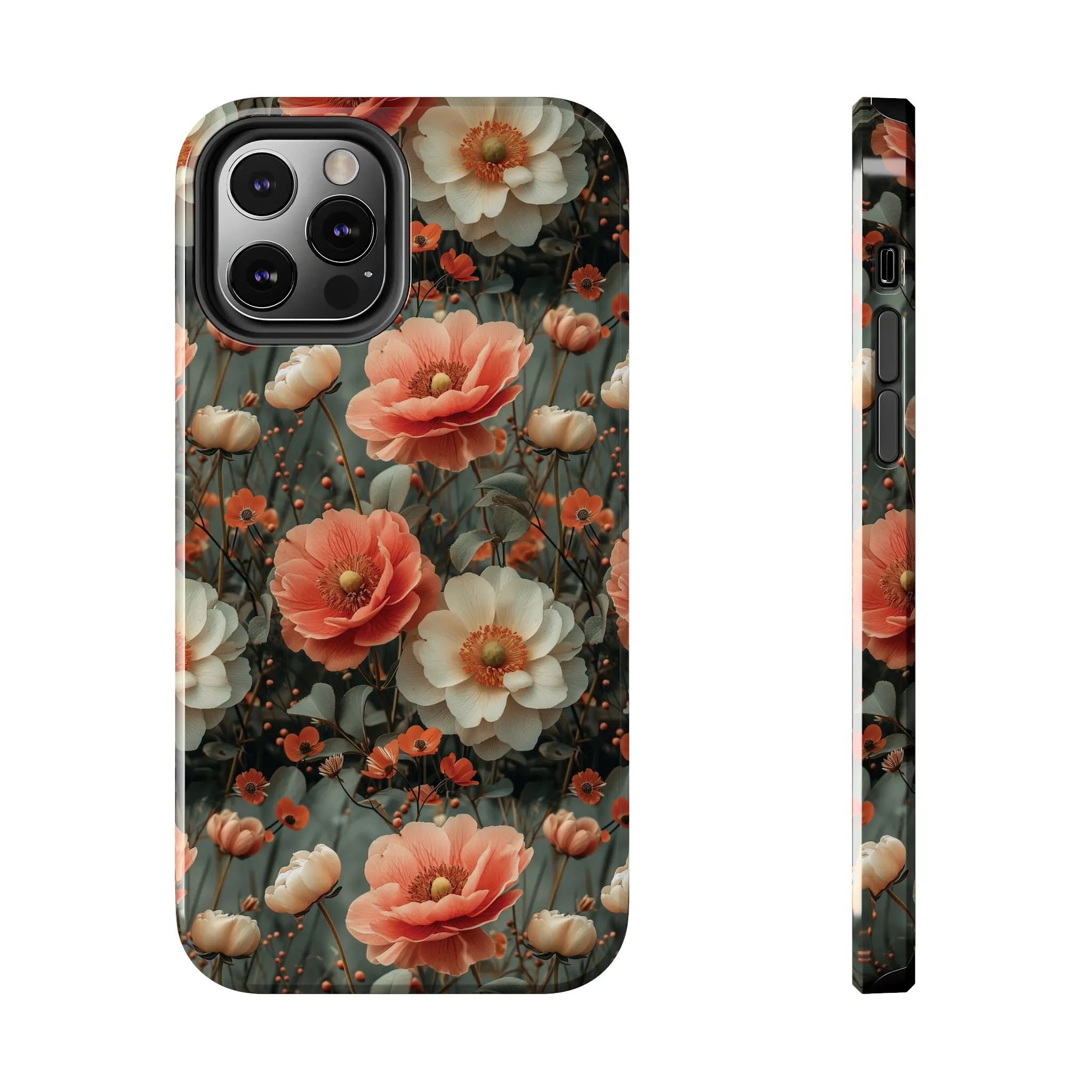 Elegant Peach Flowers Protective Cover, Botanical Garden design Tough Phone Case compatible with a large variety of iphone models