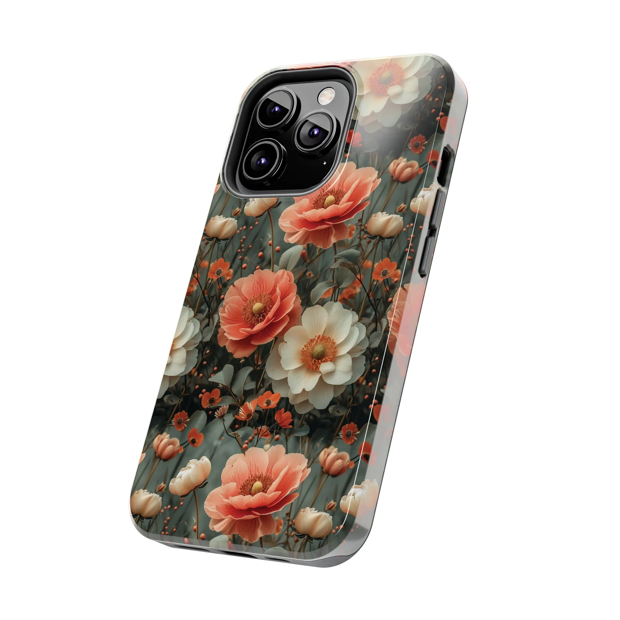 Elegant Peach Flowers Protective Cover, Botanical Garden design Tough Phone Case compatible with a large variety of iphone models