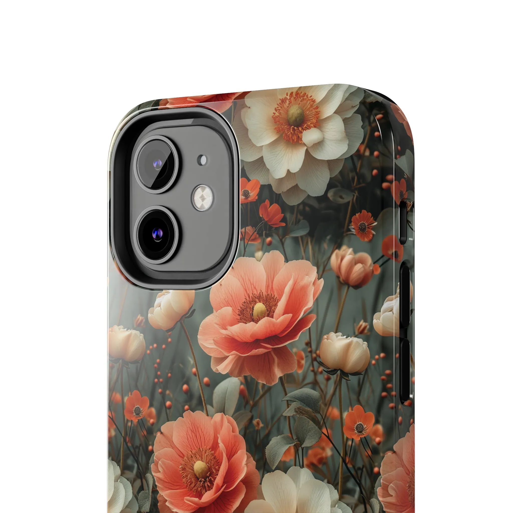 Elegant Peach Flowers Protective Cover, Botanical Garden design Tough Phone Case compatible with a large variety of iphone models