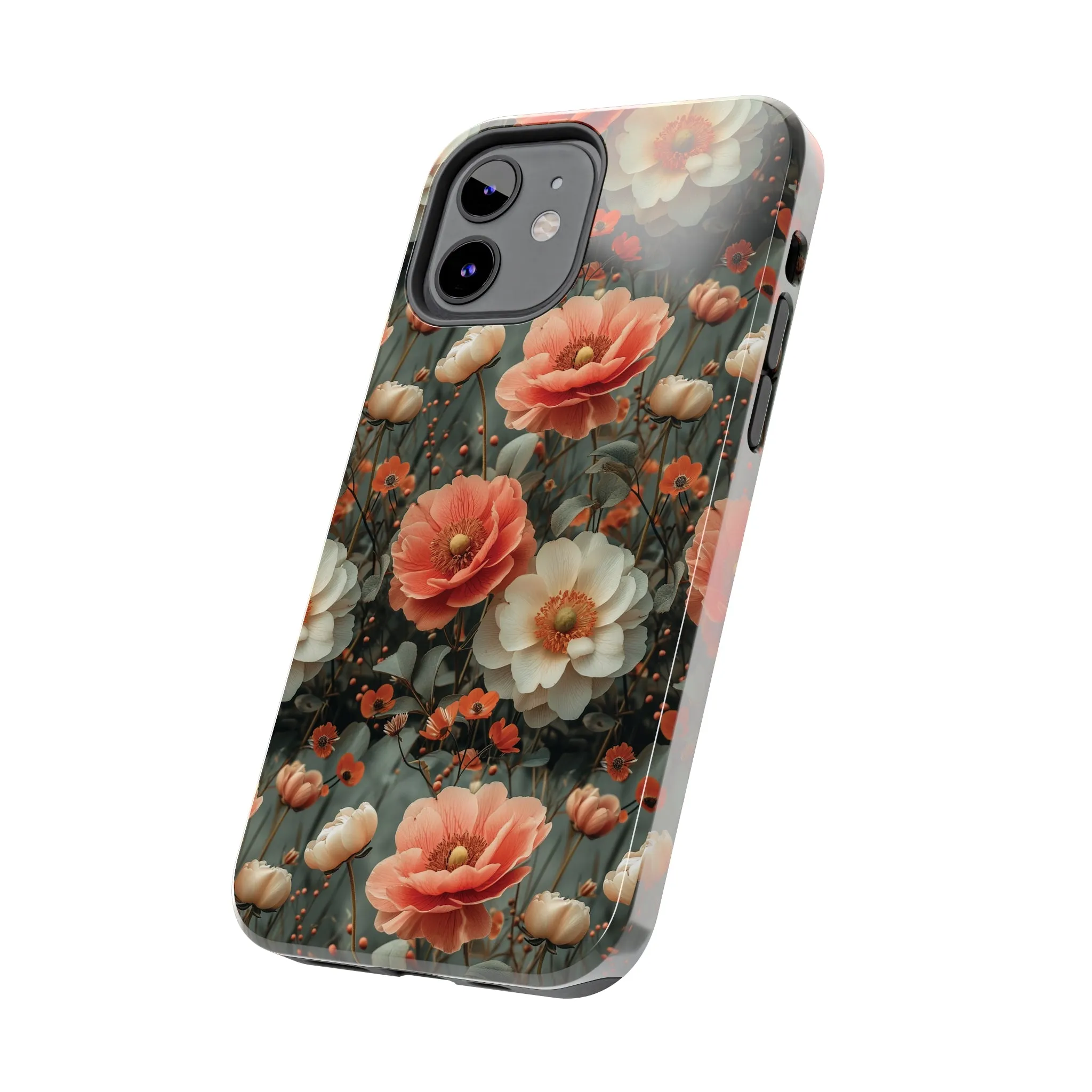 Elegant Peach Flowers Protective Cover, Botanical Garden design Tough Phone Case compatible with a large variety of iphone models