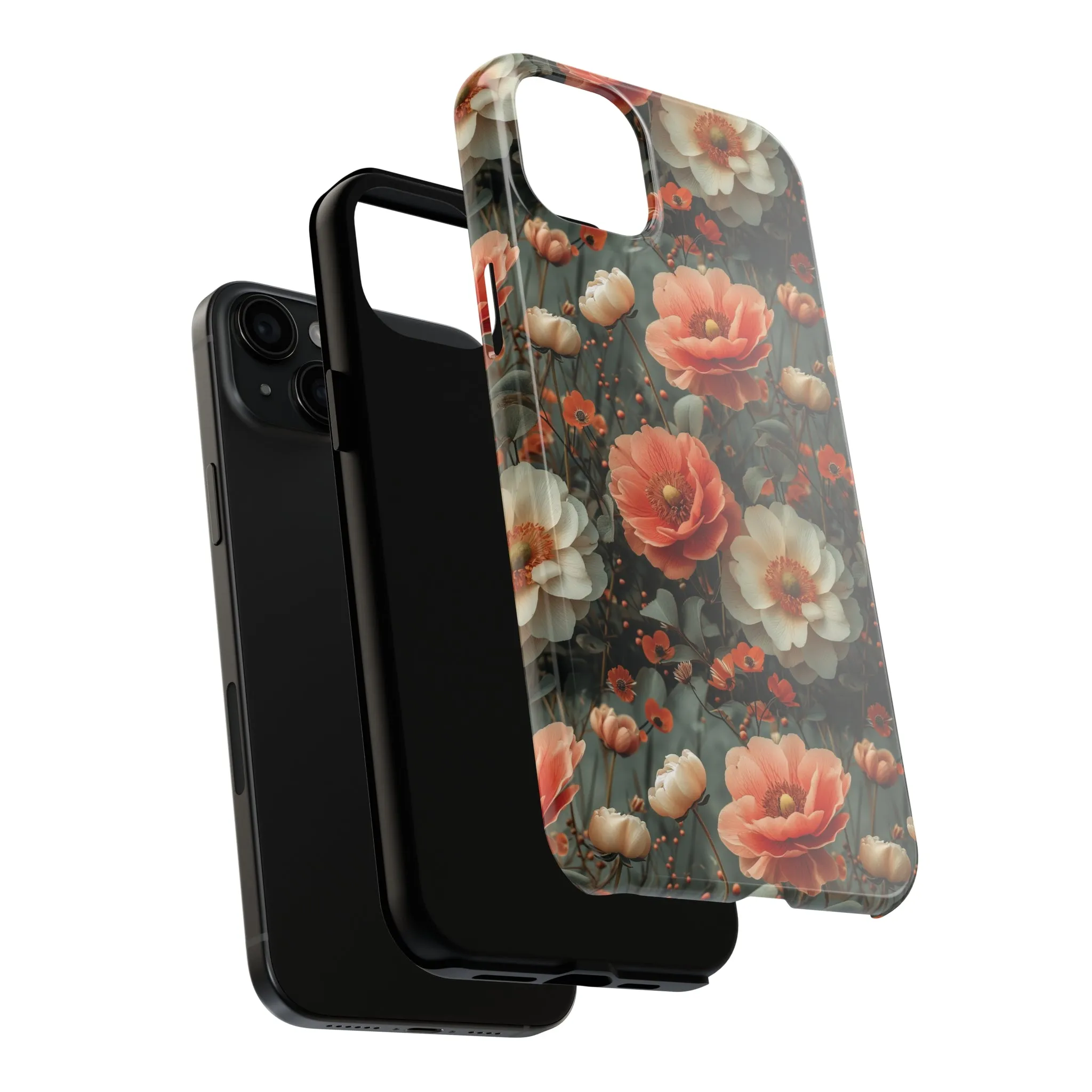 Elegant Peach Flowers Protective Cover, Botanical Garden design Tough Phone Case compatible with a large variety of iphone models