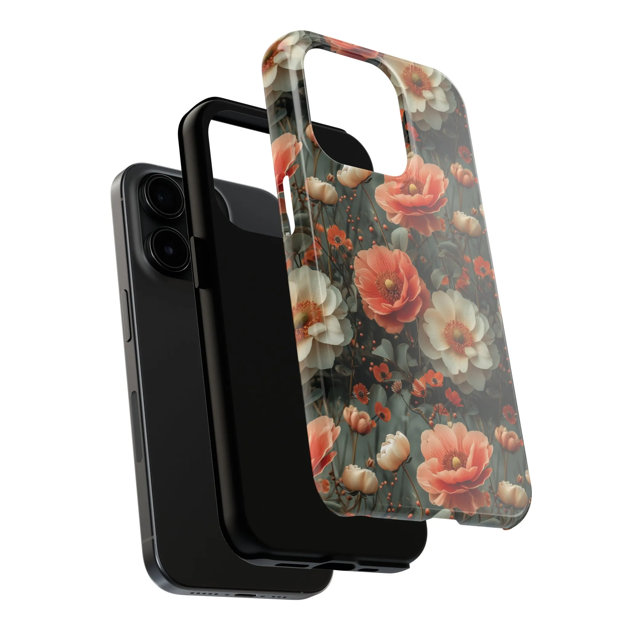 Elegant Peach Flowers Protective Cover, Botanical Garden design Tough Phone Case compatible with a large variety of iphone models