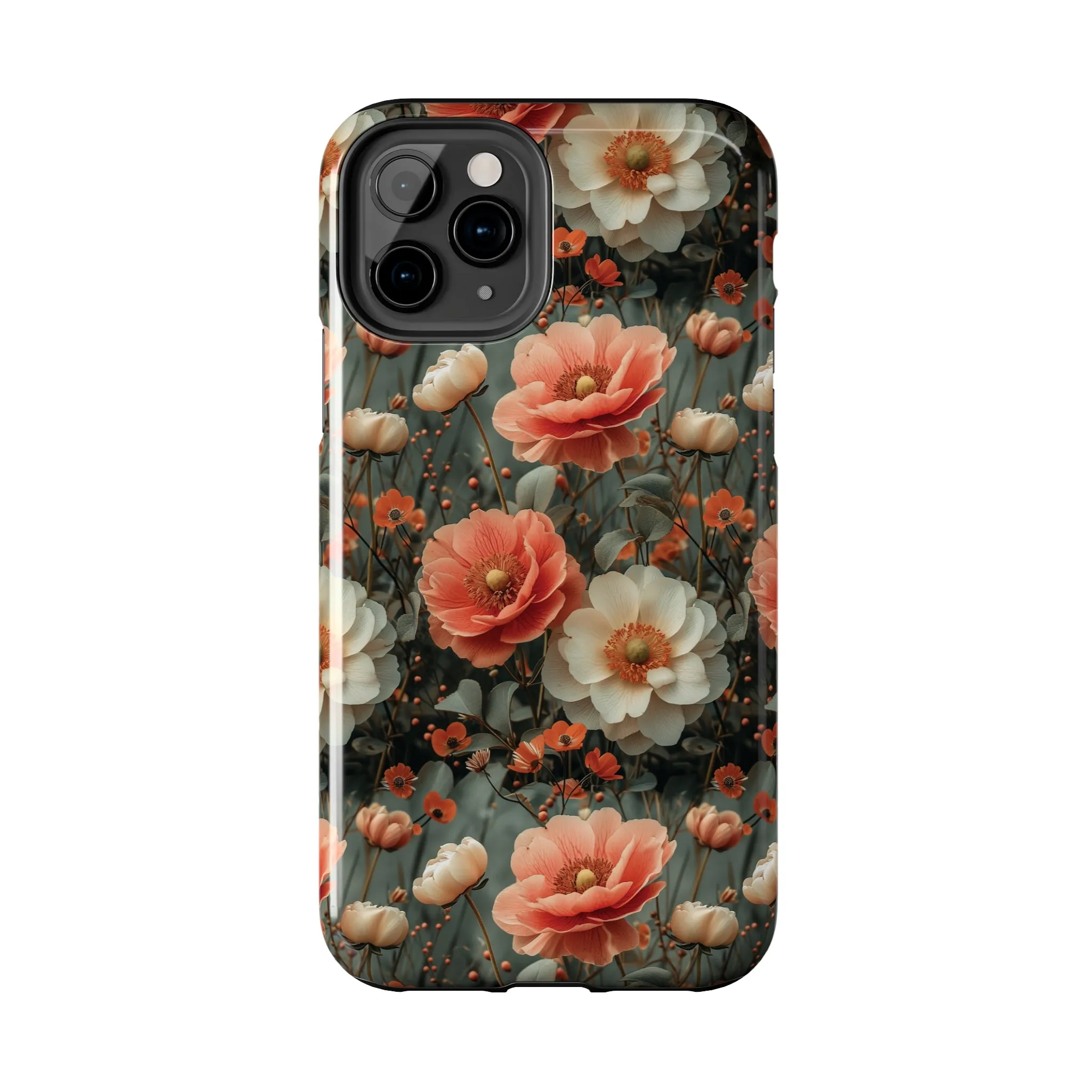 Elegant Peach Flowers Protective Cover, Botanical Garden design Tough Phone Case compatible with a large variety of iphone models