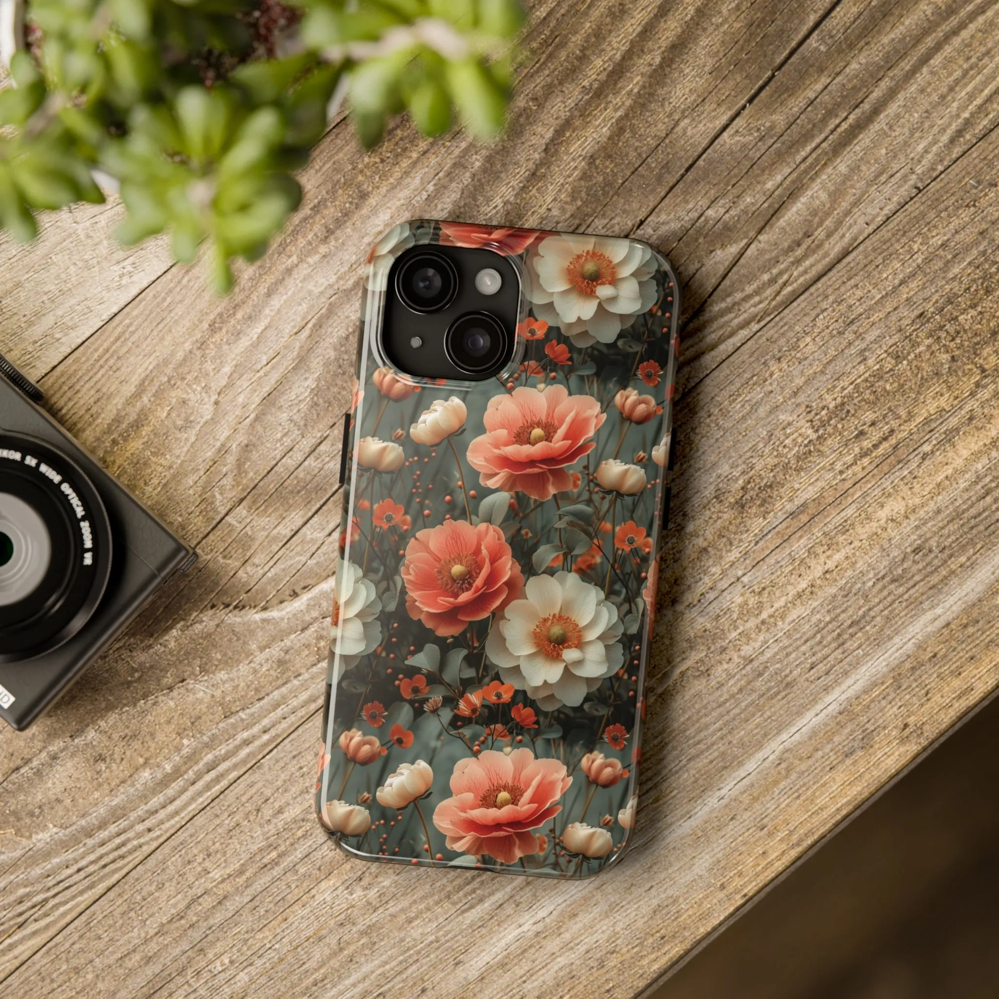 Elegant Peach Flowers Protective Cover, Botanical Garden design Tough Phone Case compatible with a large variety of iphone models