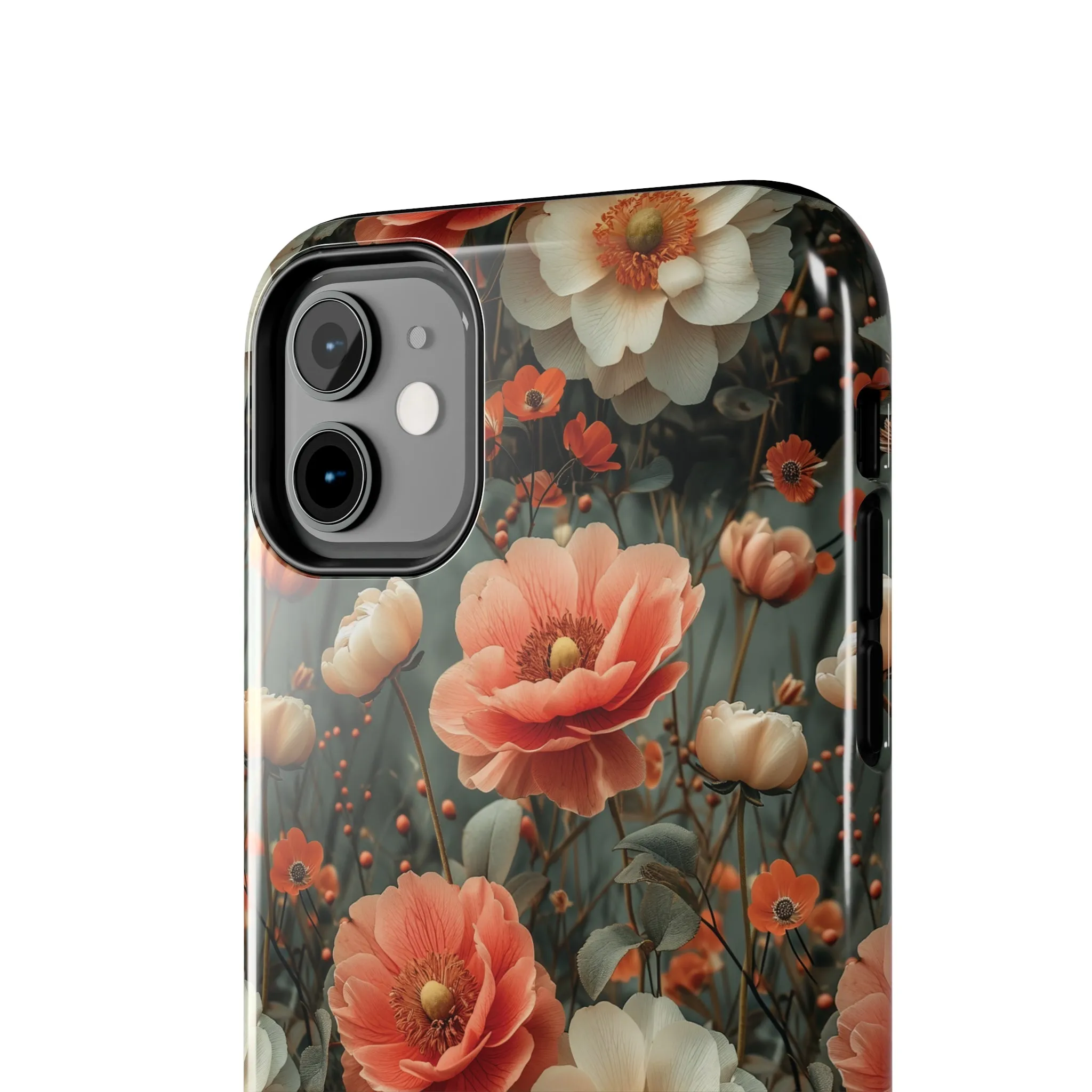 Elegant Peach Flowers Protective Cover, Botanical Garden design Tough Phone Case compatible with a large variety of iphone models