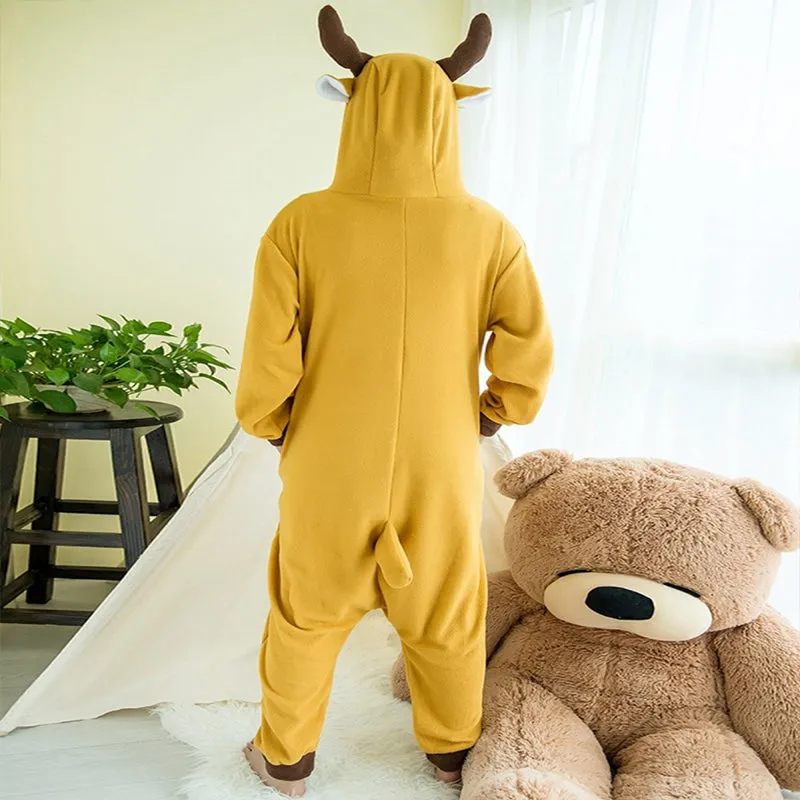 Elk Onesies Pajamas Christmas Halloween Cosplay Costume Homewear for Adults