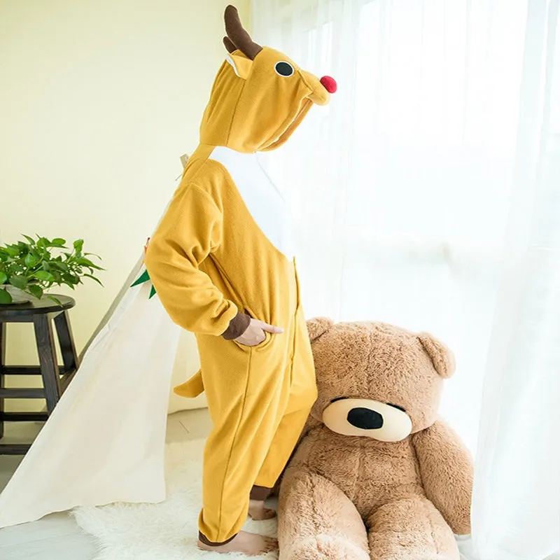 Elk Onesies Pajamas Christmas Halloween Cosplay Costume Homewear for Adults