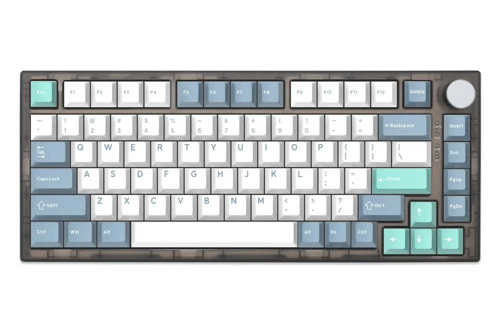 Feker IK75 Pro 3 Mode Wireless 75% Gasket Mechanical Keyboard Black White hotswap RGB 2.4G BT GJ keycaps jockey shallow sea