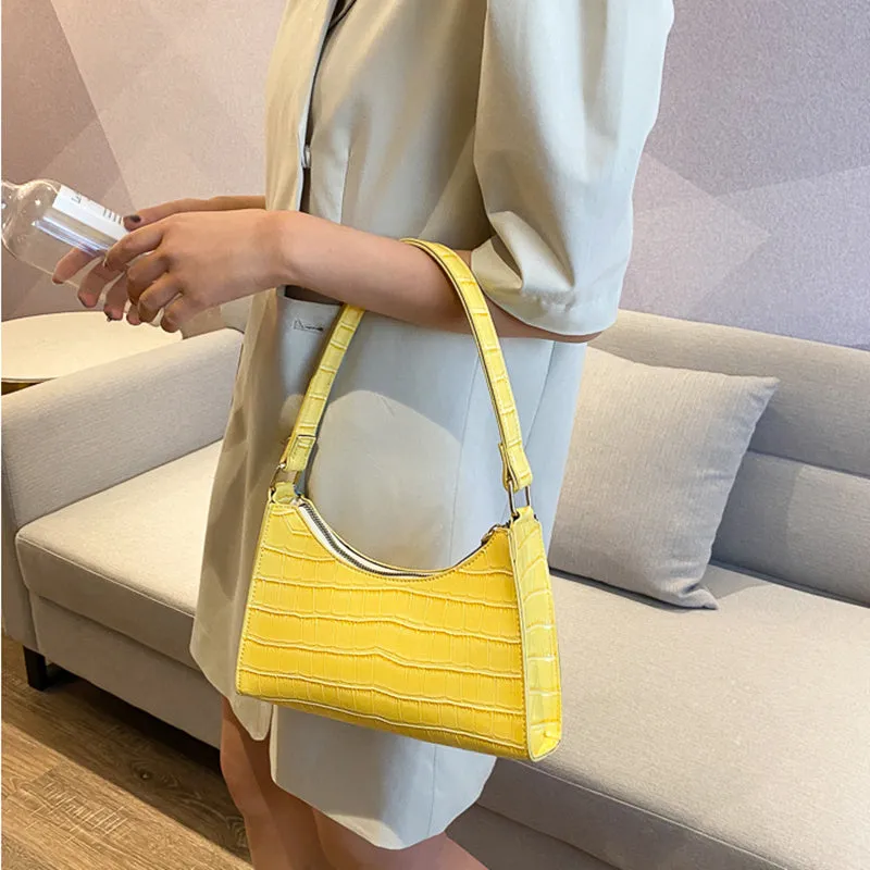 Female Summer Zipper PU Leather Crocodile Pattern Shoulder Bag